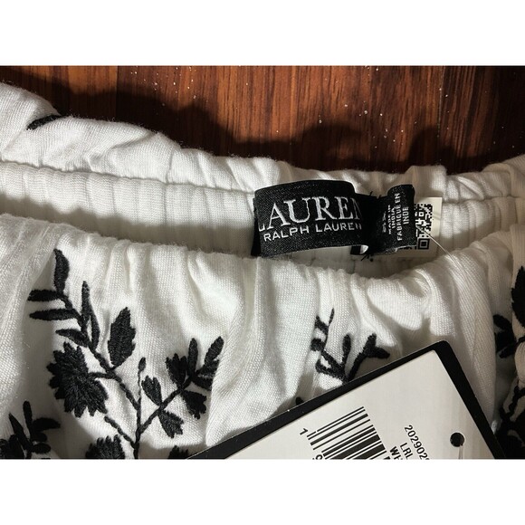 Lauren Ralph Lauren Womens White Embroidered Jersey Off-the-Shoulder Top Size 1X - Picture 4 of 7